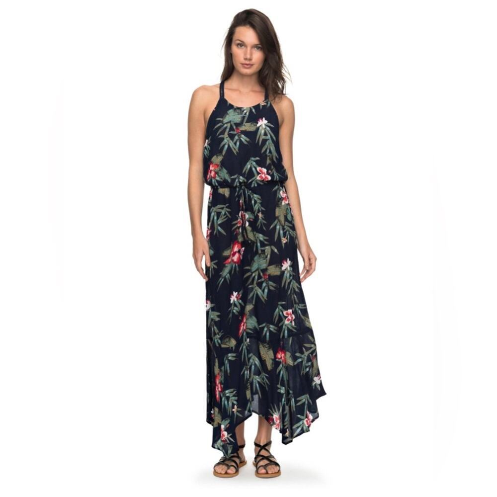 ROXY ~ GROOVE THE PHYSICAL DRESS ~ Tropical Drawstring Dress ~ XS - Picture 2 of 10